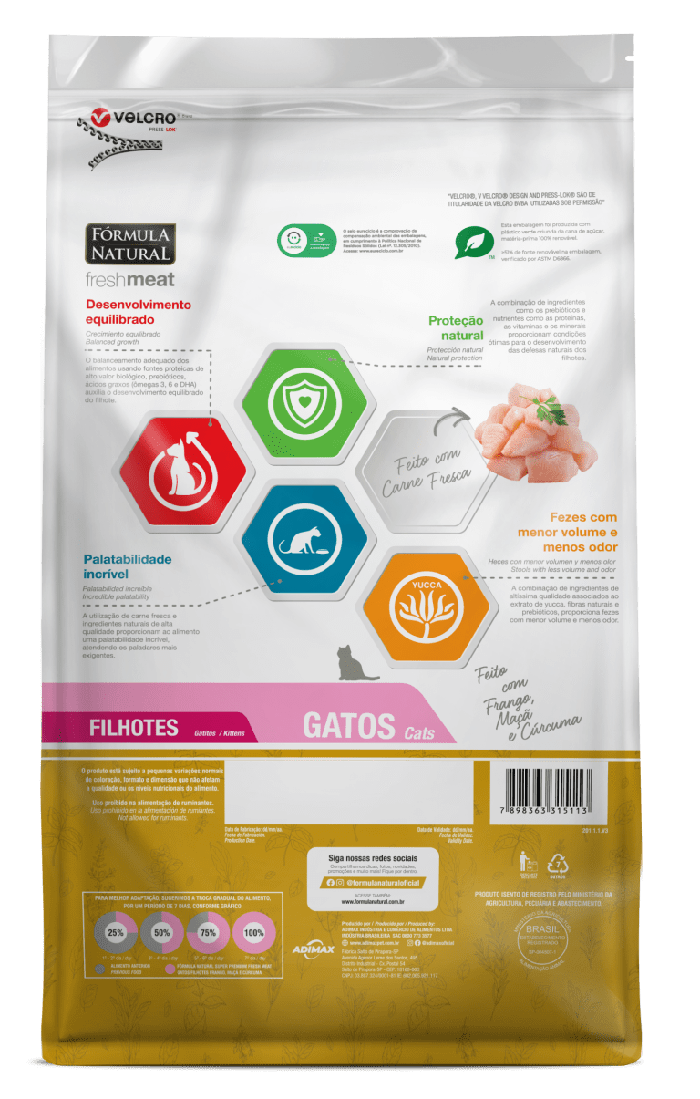 Fórmula Natural Fresh Meat Gatos Filhotes Adimax Alimentos para cães