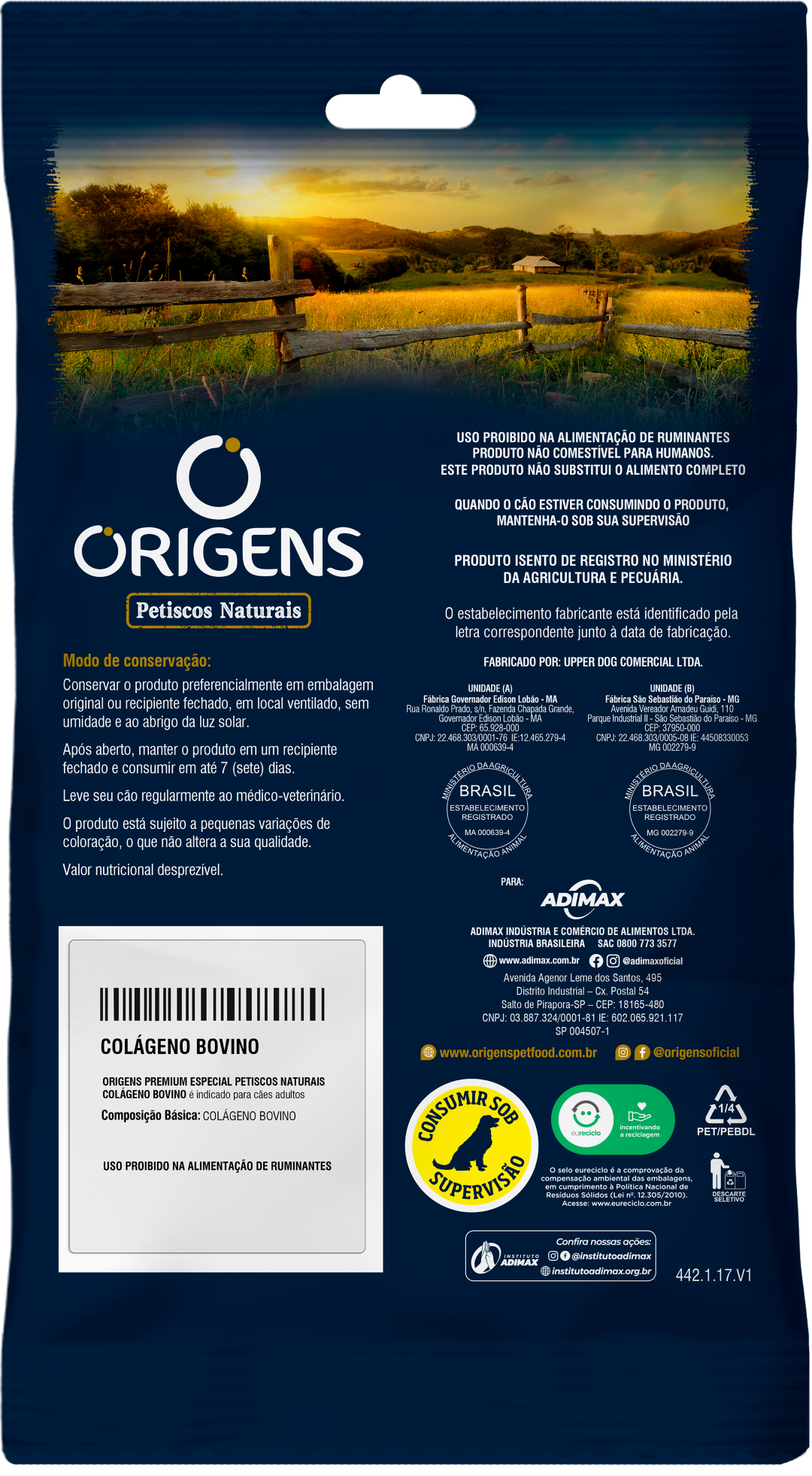 357. ORIGENS PETISCOS NATURAIS COLÁGENO BOVINO verso