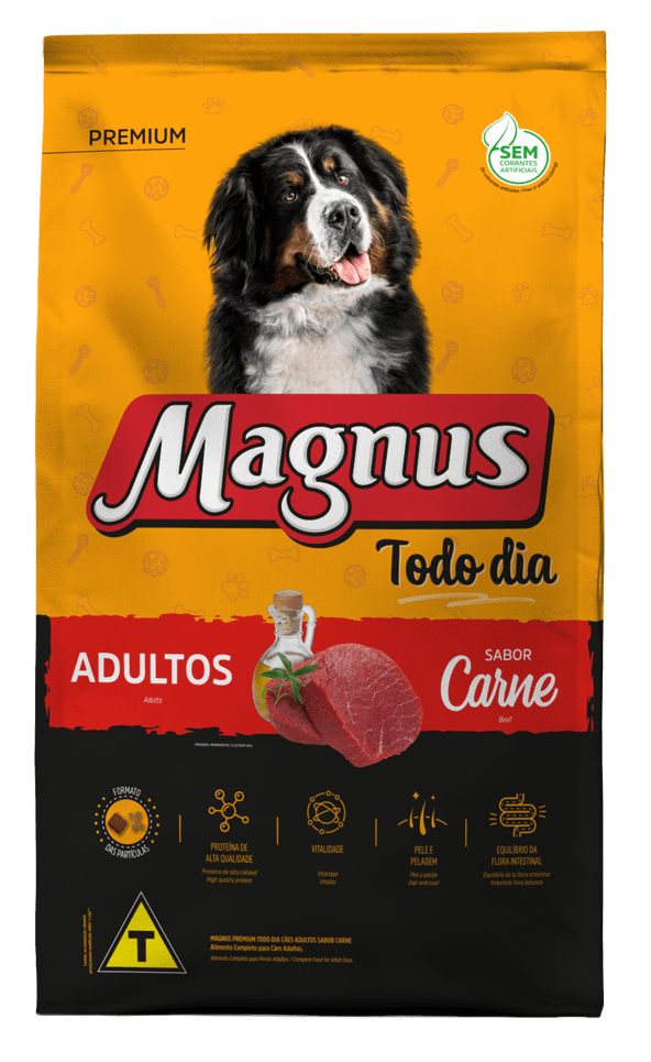 Magnus Premium Todo Dia Cães Adultos Sabor Carne Adimax Alimentos para cães e gatos
