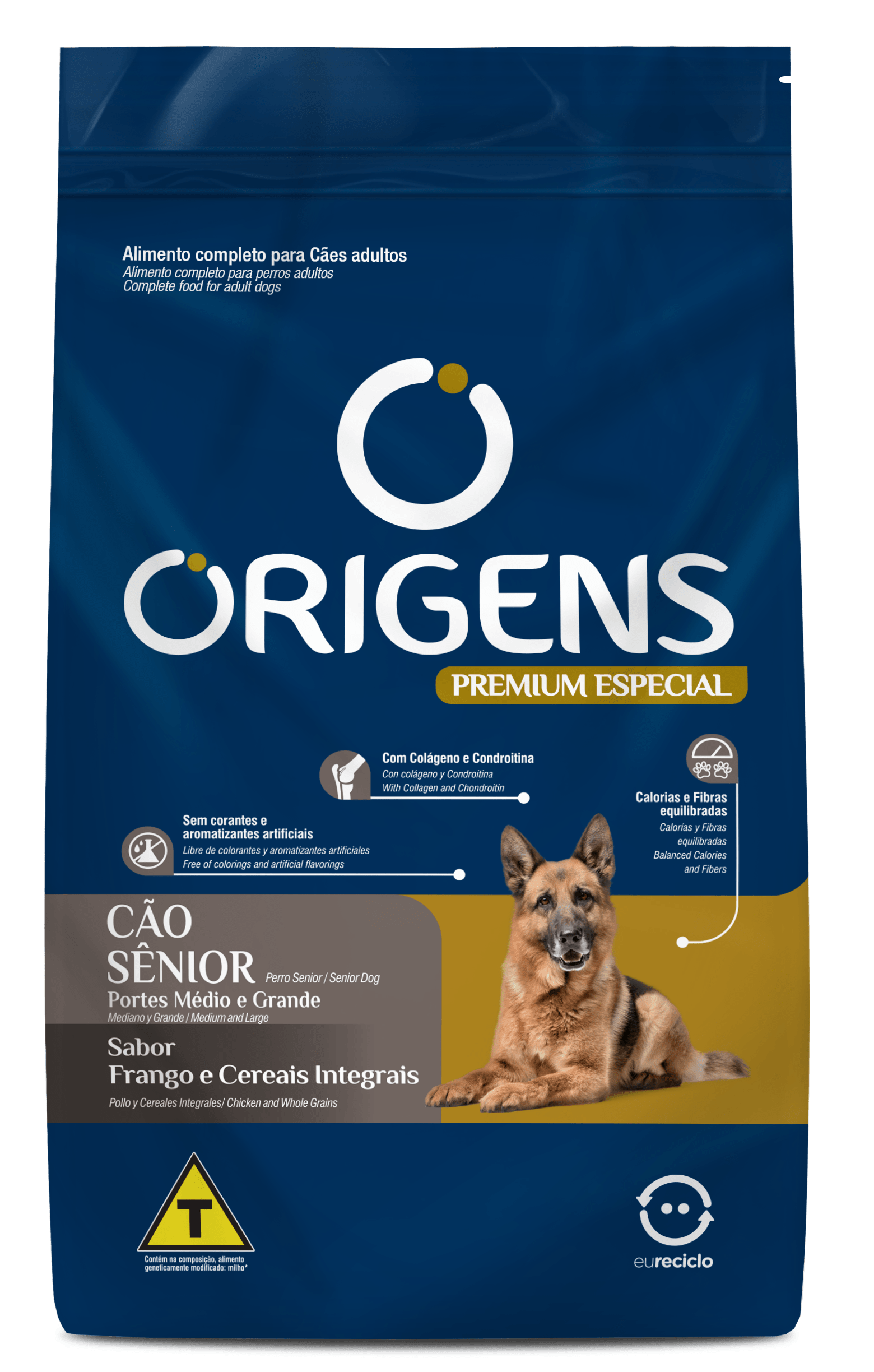 Origens Premium Especial Cães Sênior Portes Médio e Grande Sabor Frango e Cereais