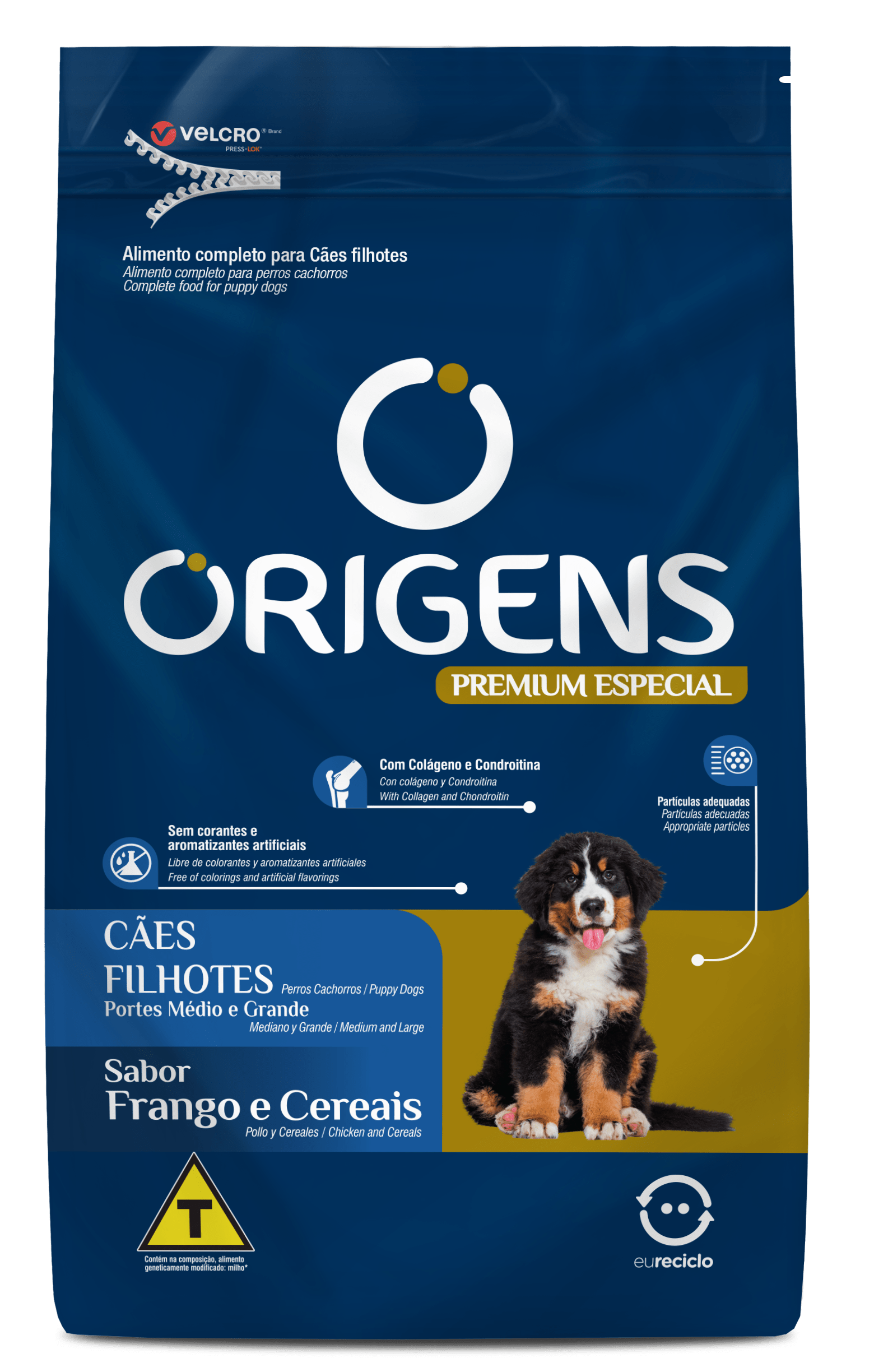 Origens Premium Especial Cães Filhotes Porte Médio e Grande Sabor Frango e Cereais