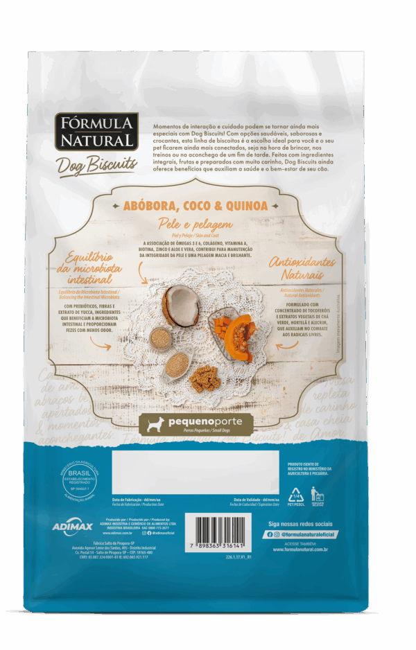 Fórmula Natural Dog Biscuits Abóbora, Coco e Quinoa Pequeno Porte