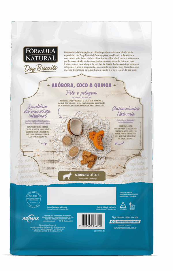 Fórmula Natural Dog Biscuits Abóbora, Coco e Quinoa Cães Adultos