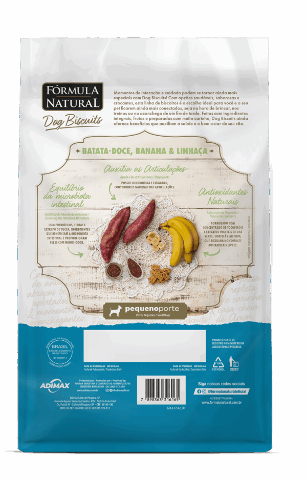Fórmula Natural Dog Biscuits Batata Doce, Banana e Linhaça Pequeno Porte