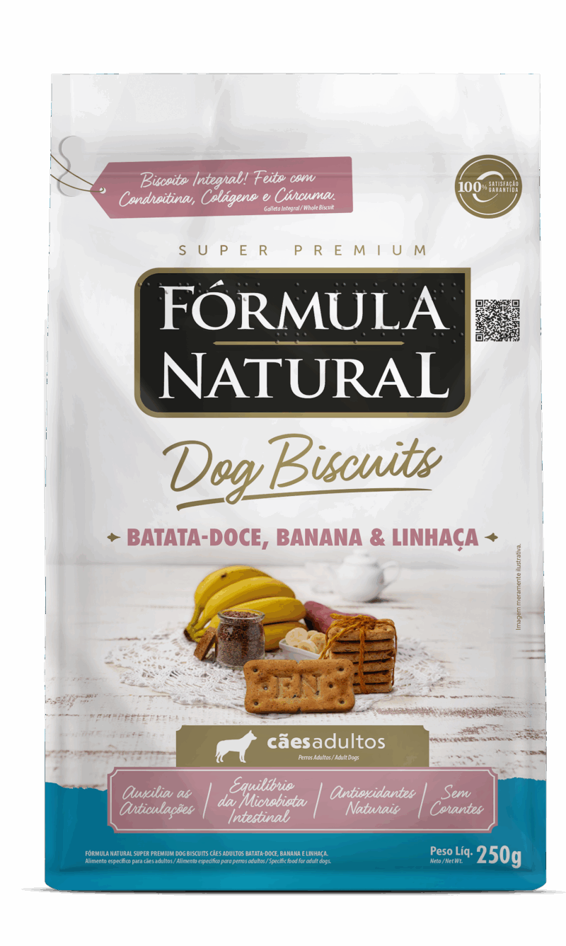 Fórmula Natural Dog Biscuits Batata Doce, Banana e Linhaça Cães Adultos