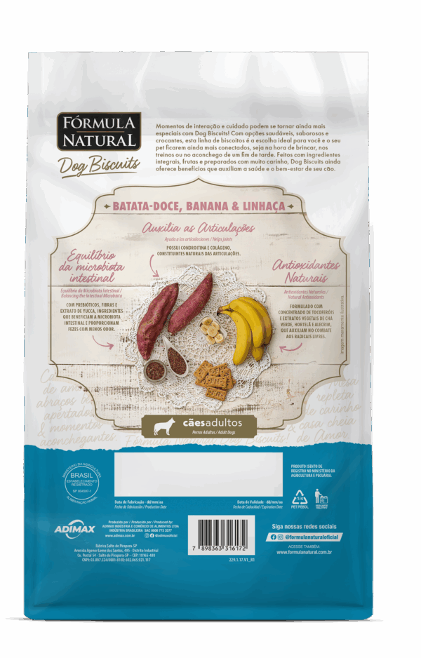 Fórmula Natural Dog Biscuits Batata Doce, Banana e Linhaça Cães Adultos