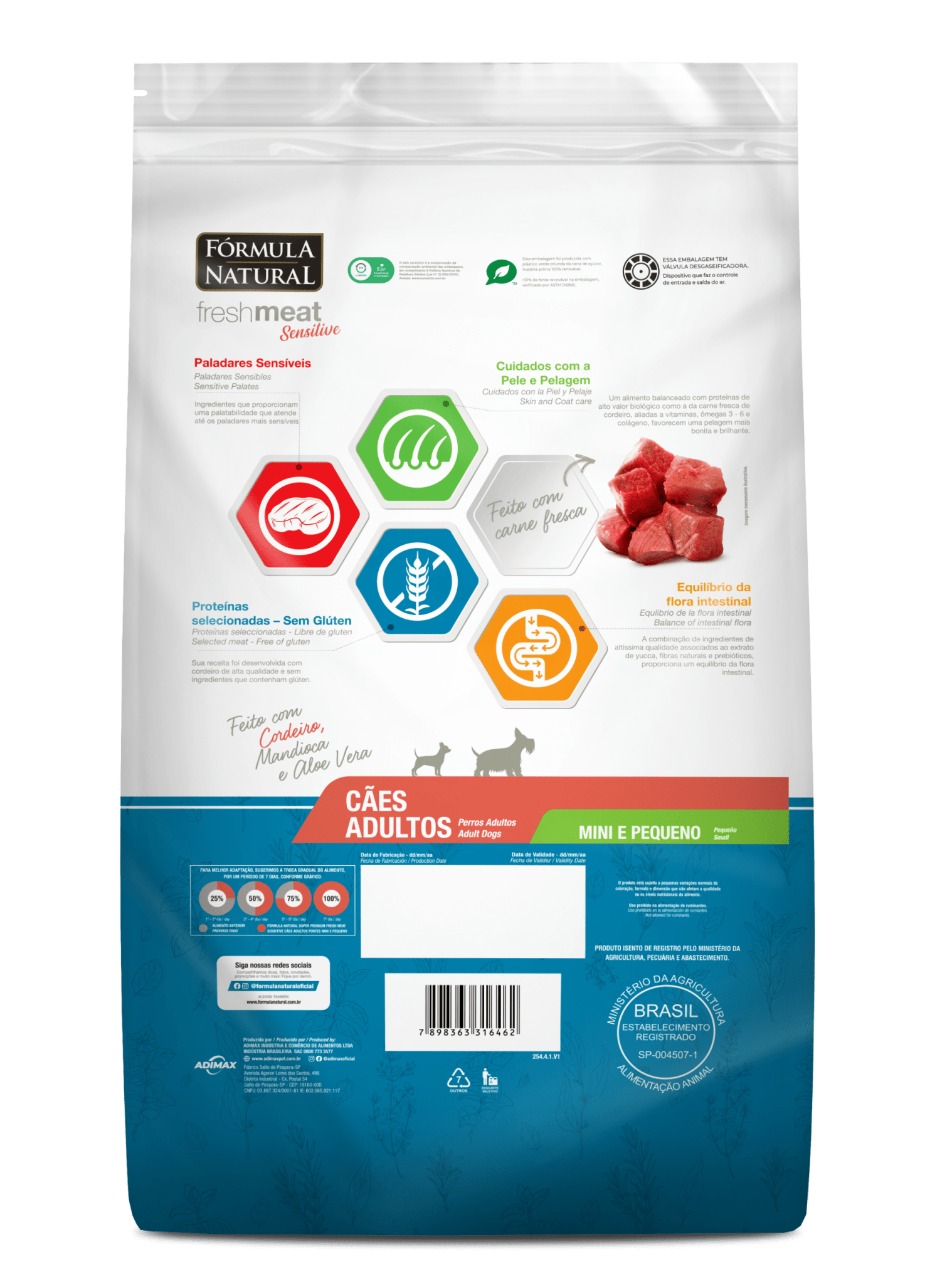 Fórmula Natural Fresh Meat Sensitive Perros Adultos Portes Mini y Pequeño Adimax Alimentos