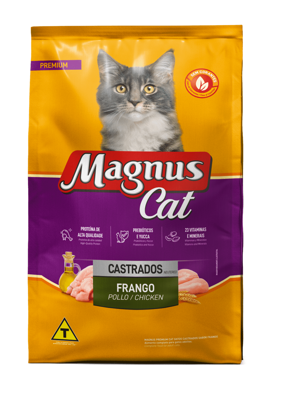Magnus Premium Gatos Castrados Sabor Frango Sem Corantes