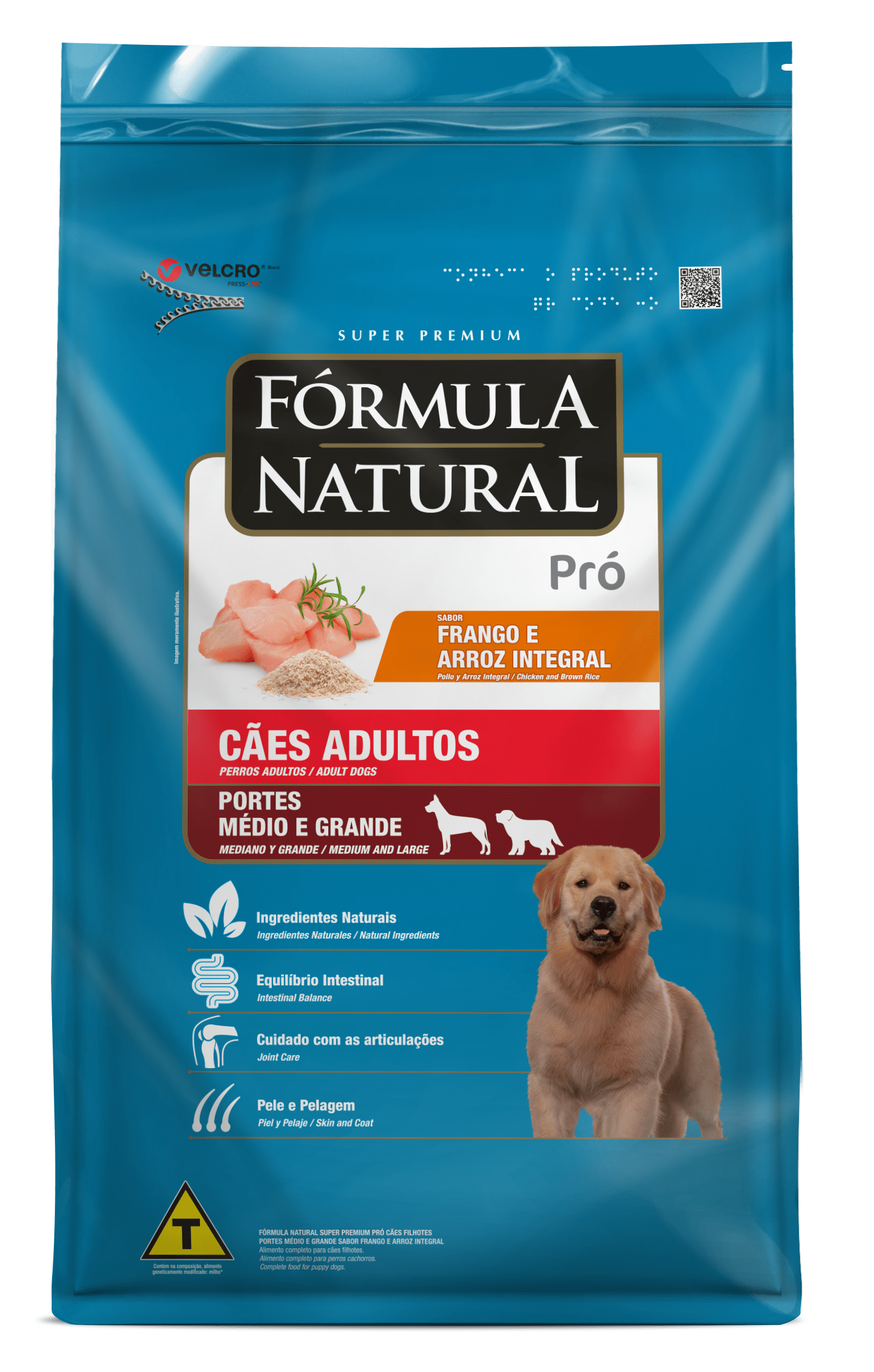Fórmula Natural Super Premium Pró Cães Adultos Portes Médio e Grande Sabor Frango e Arroz Integral
