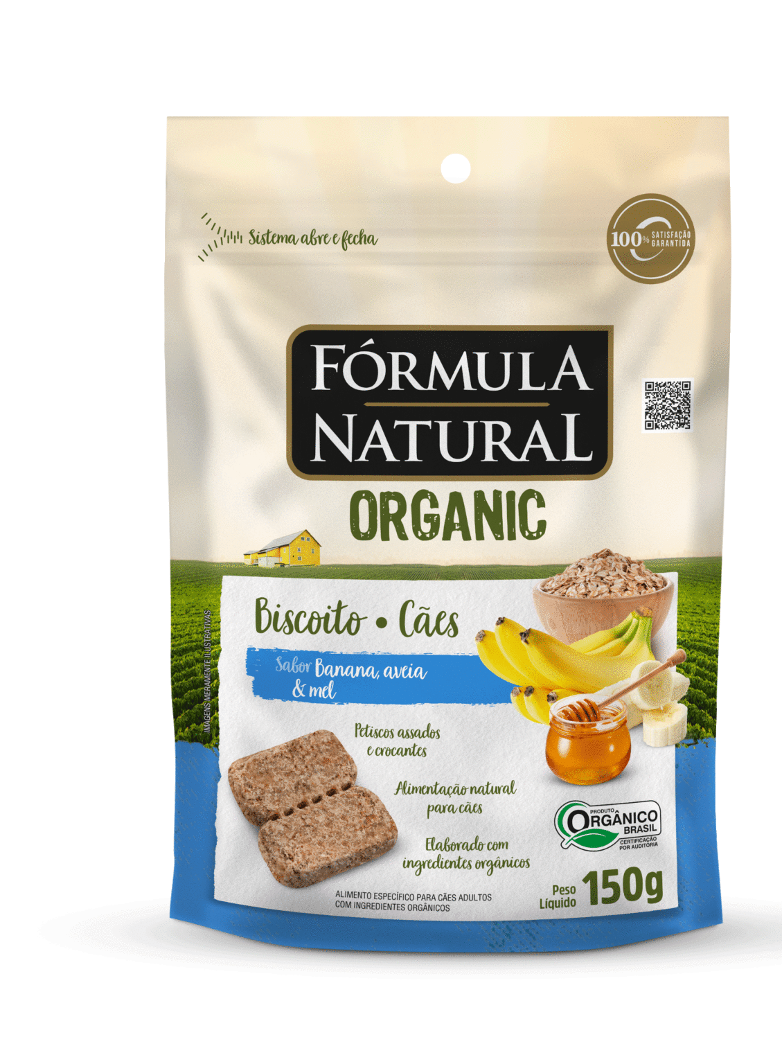 Fórmula Natural Organic Biscoito Cães Adultos Banana, Aveia e Mel