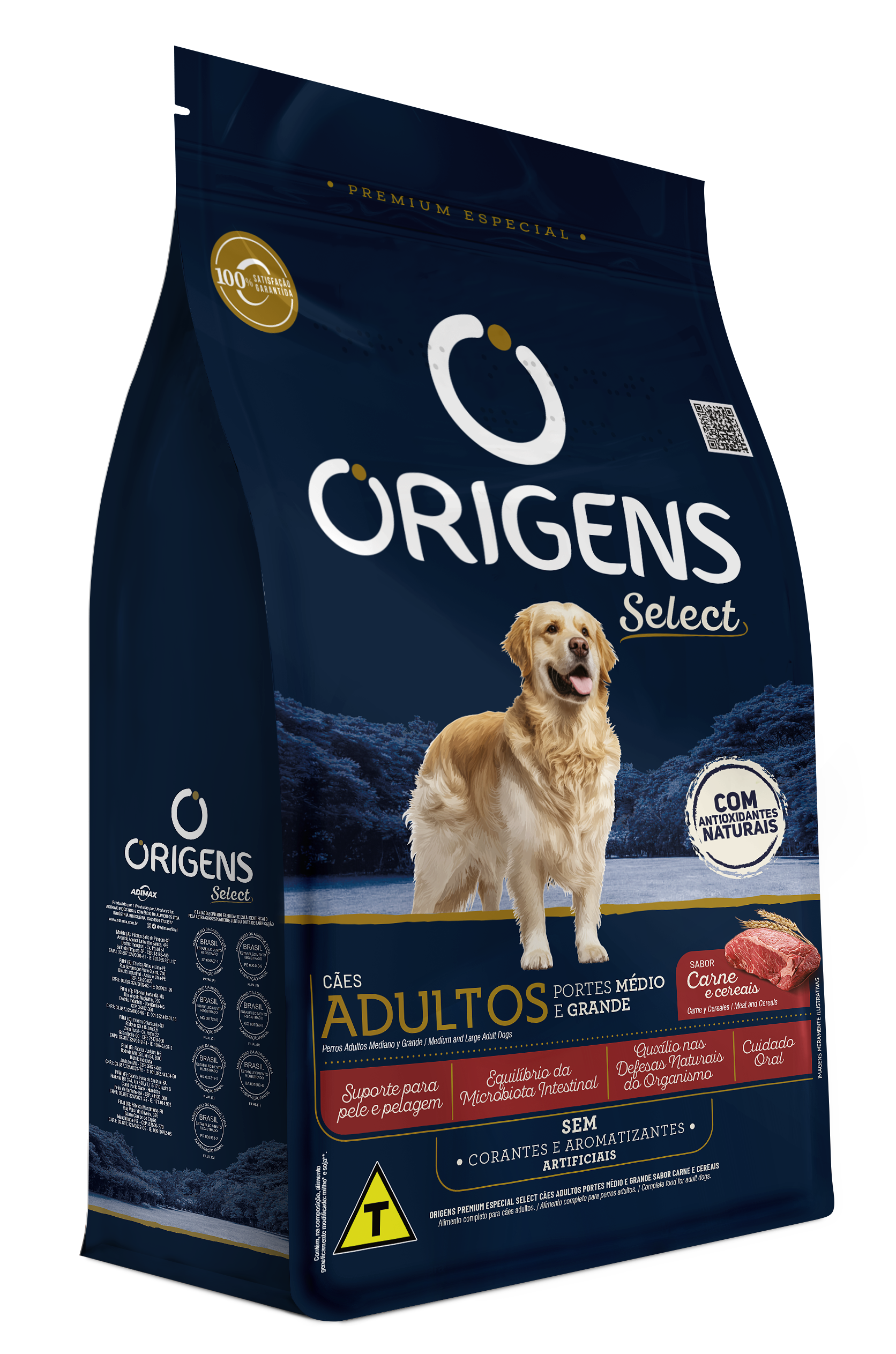 DIREITO Origens Premium Especial Select Cães Adultos Portes Médio e Grande Sabor Carne e Cereais