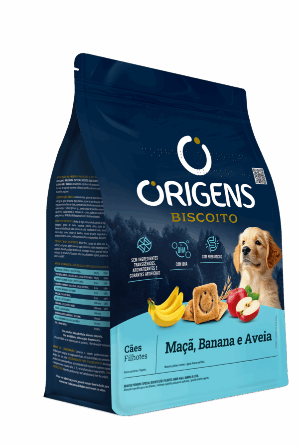 Origens Premium Especial Biscoito Perros Cachorros Sabor Banana, Manzana y Avena - Imagen 3