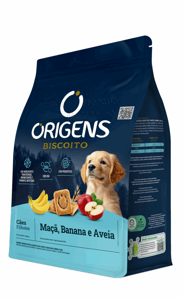 Origens Premium Especial Biscoito Perros Cachorros Sabor Banana, Manzana y Avena - Imagen 4