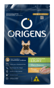 Origens Premium Especial Light Cães Adultos Portes Mini e Pequeno Sabor Frango e Cereais