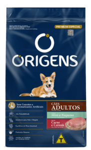 Origens Premium Especial Cães Adultos Portes Mini e Pequeno Sabor Carne e Cereais