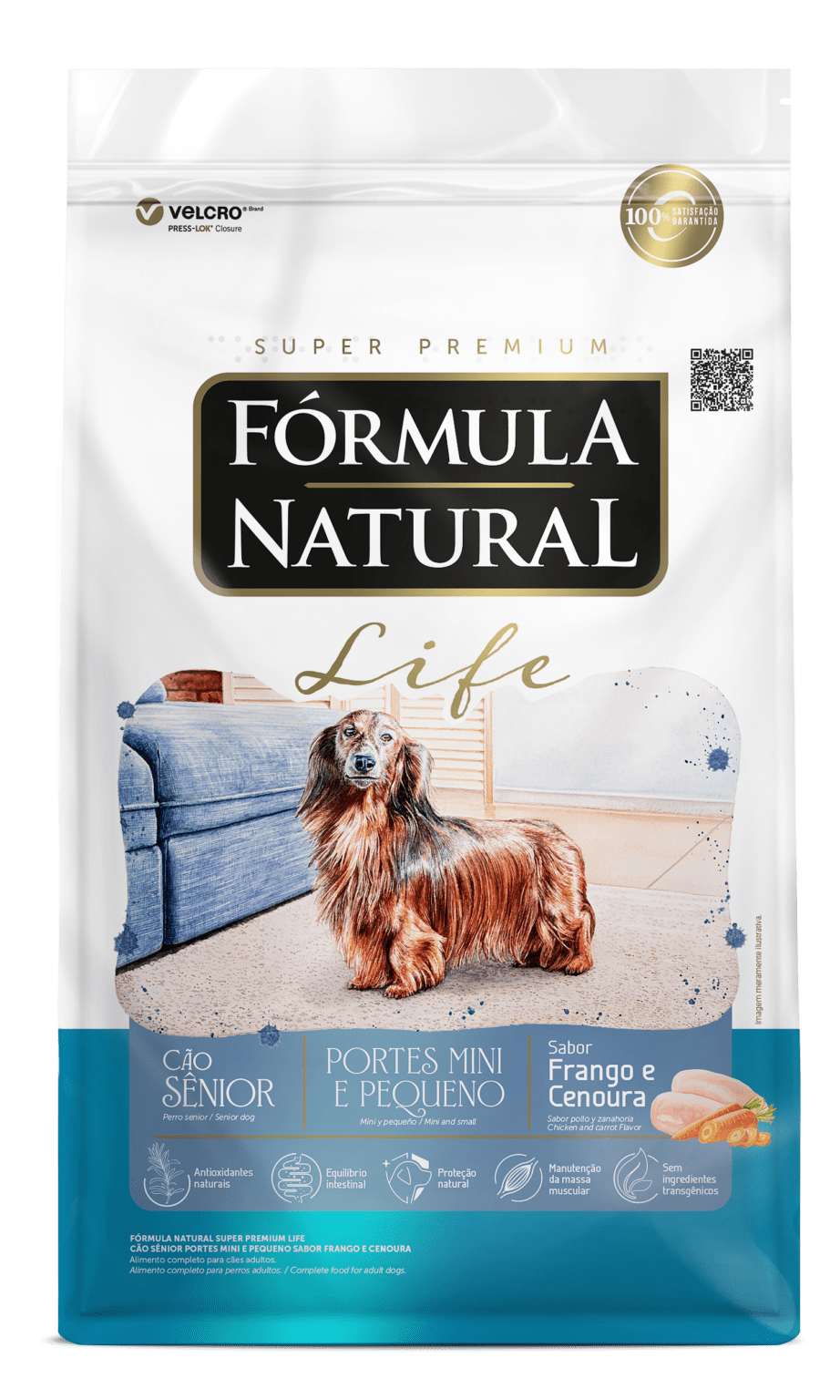 Fórmula Natural Super Premium Life Cão Sênior Portes Mini e Pequeno Sabor Frango e Cenoura