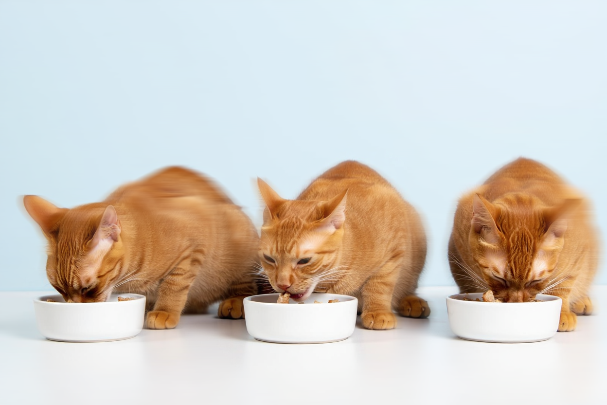 gatosse alimentando em diferentes momentos