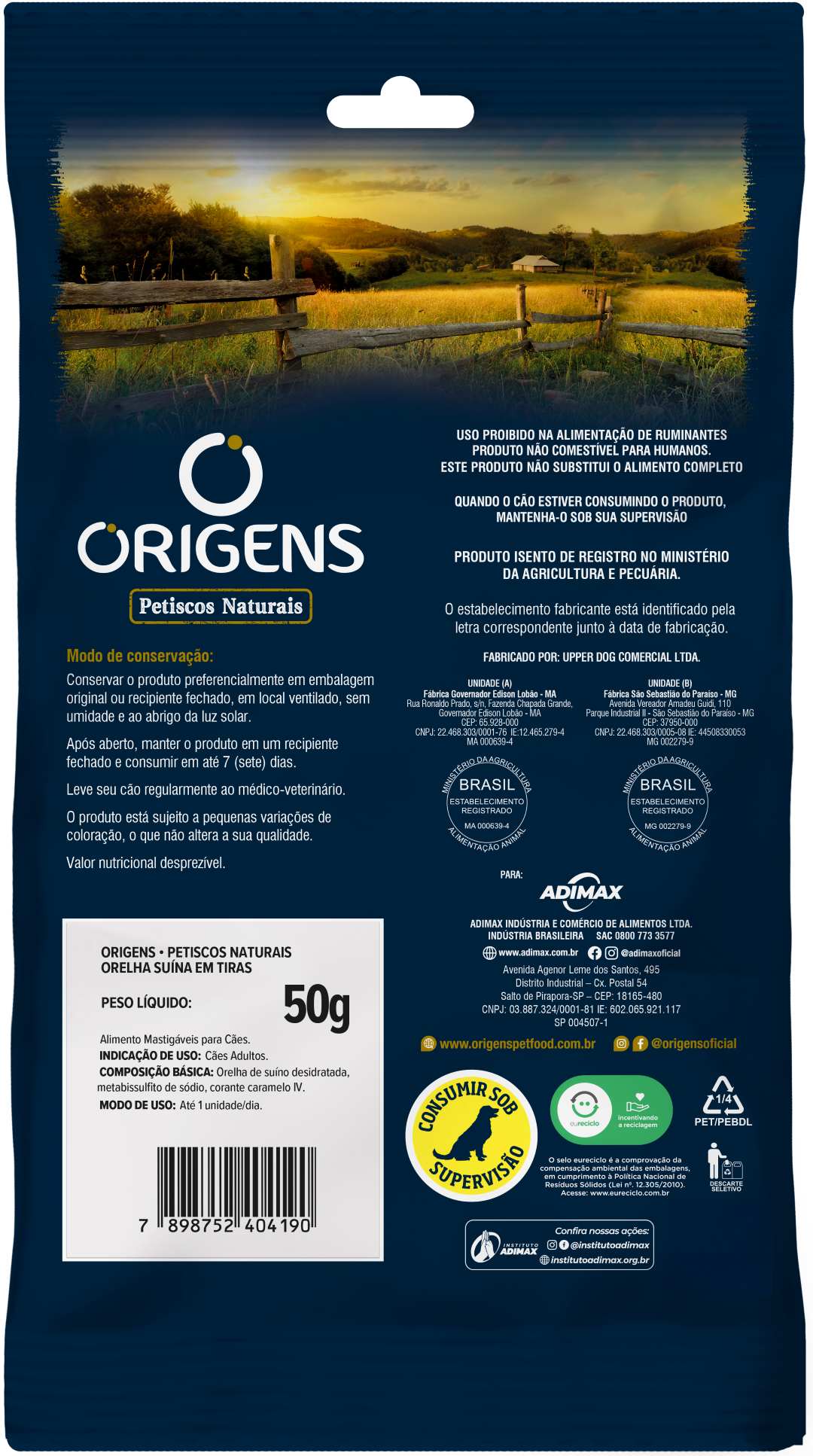 Origens Premium Especial Petiscos Naturais Orelha Suína em Tiras - Image 2