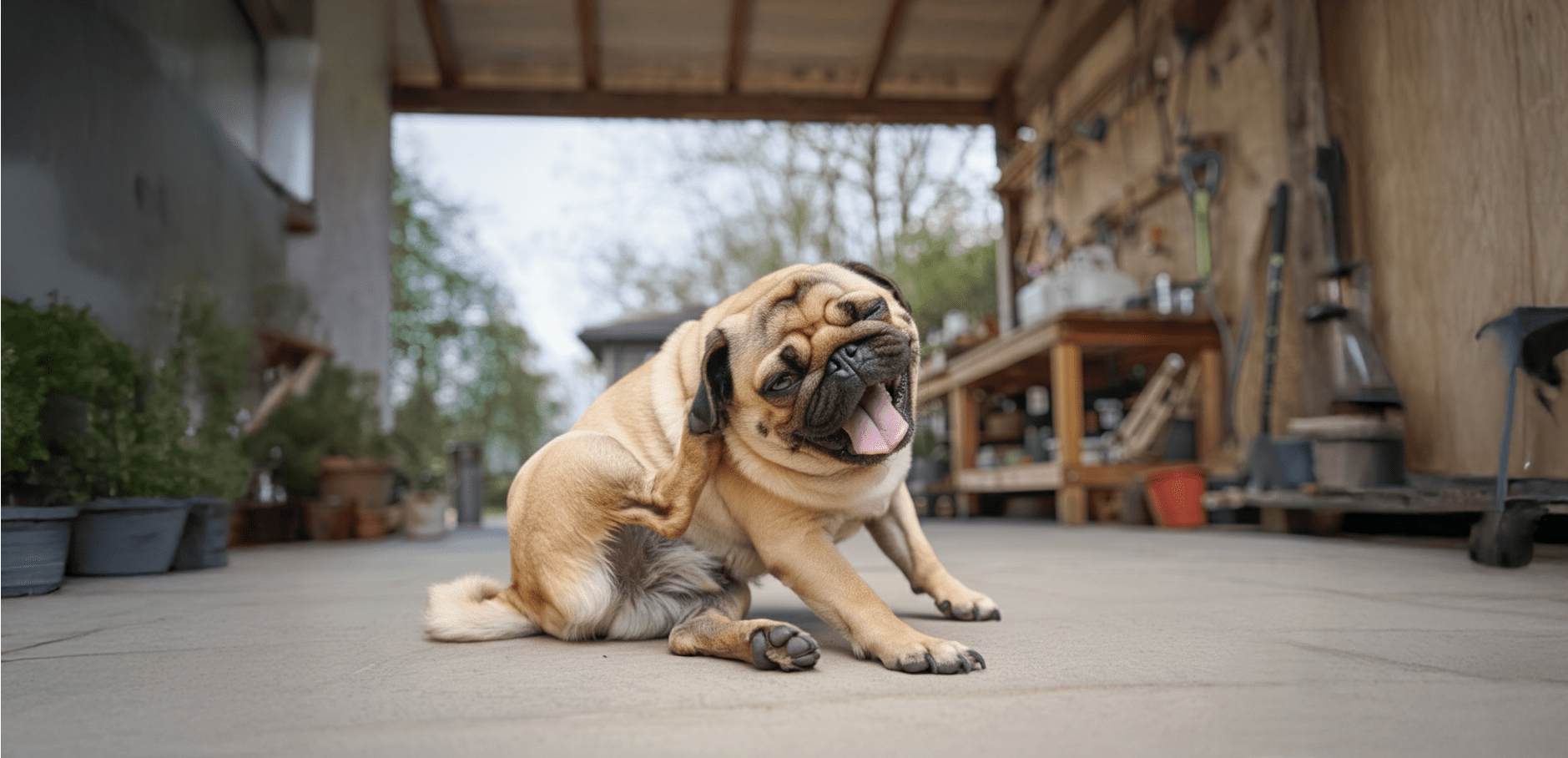 pug se coçando