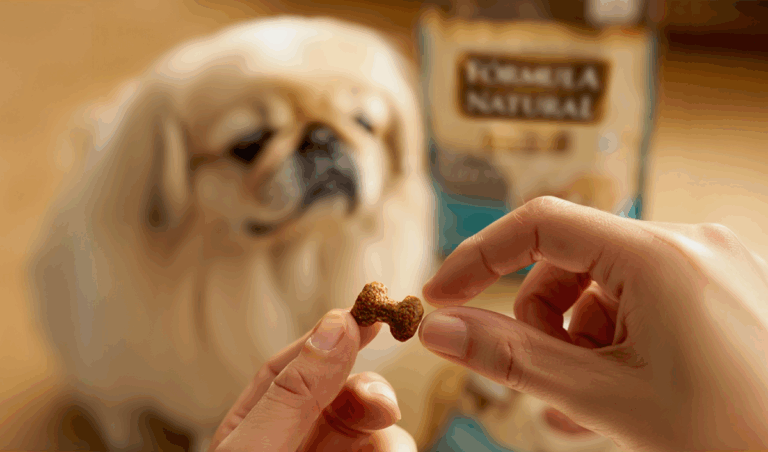 pessoa mostra o tamanho da partícula da ração