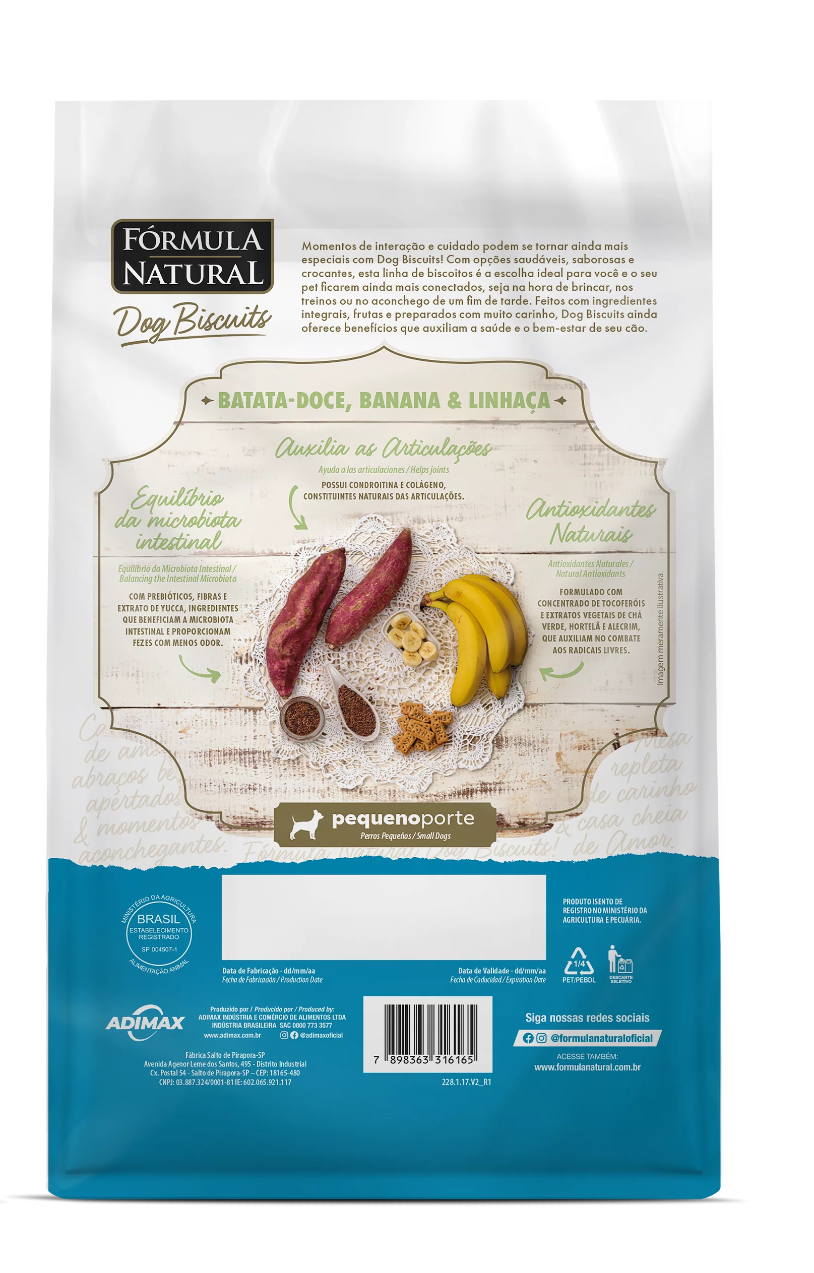 Fórmula Natural Dog Biscuits Batata Doce, Banana e Linhaça Pequeno Porte