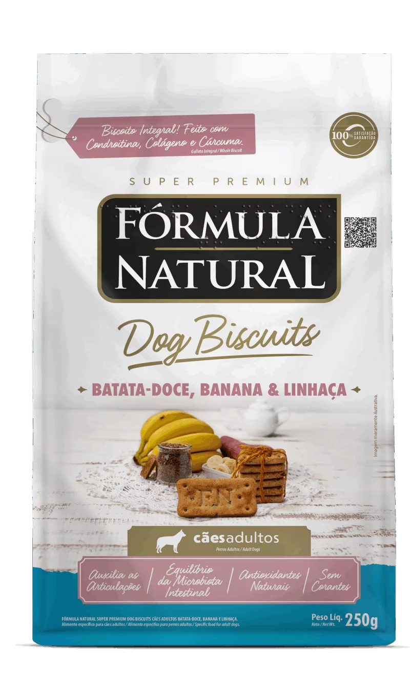 Fórmula Natural Dog Biscuits Batata Doce, Banana e Linhaça Cães Adultos