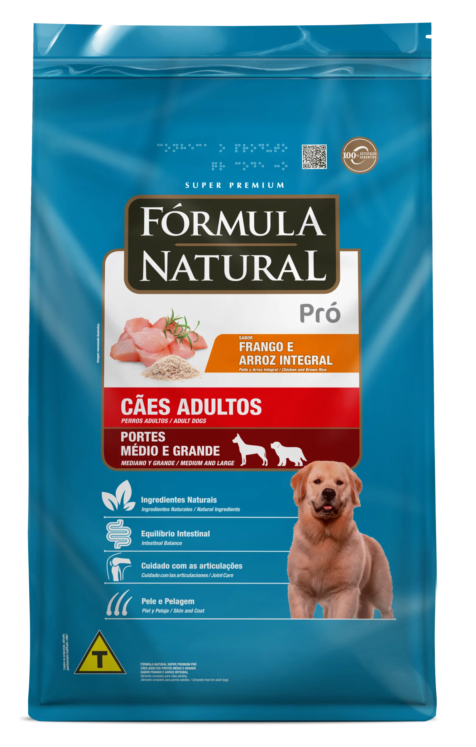 Fórmula Natural Super Premium Pró Cães Adultos Portes Médio e Grande Sabor Frango e Arroz Integral