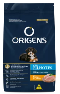 Origens Premium Especial Cães Filhotes Porte Médio e Grande Sabor Frango e Cereais