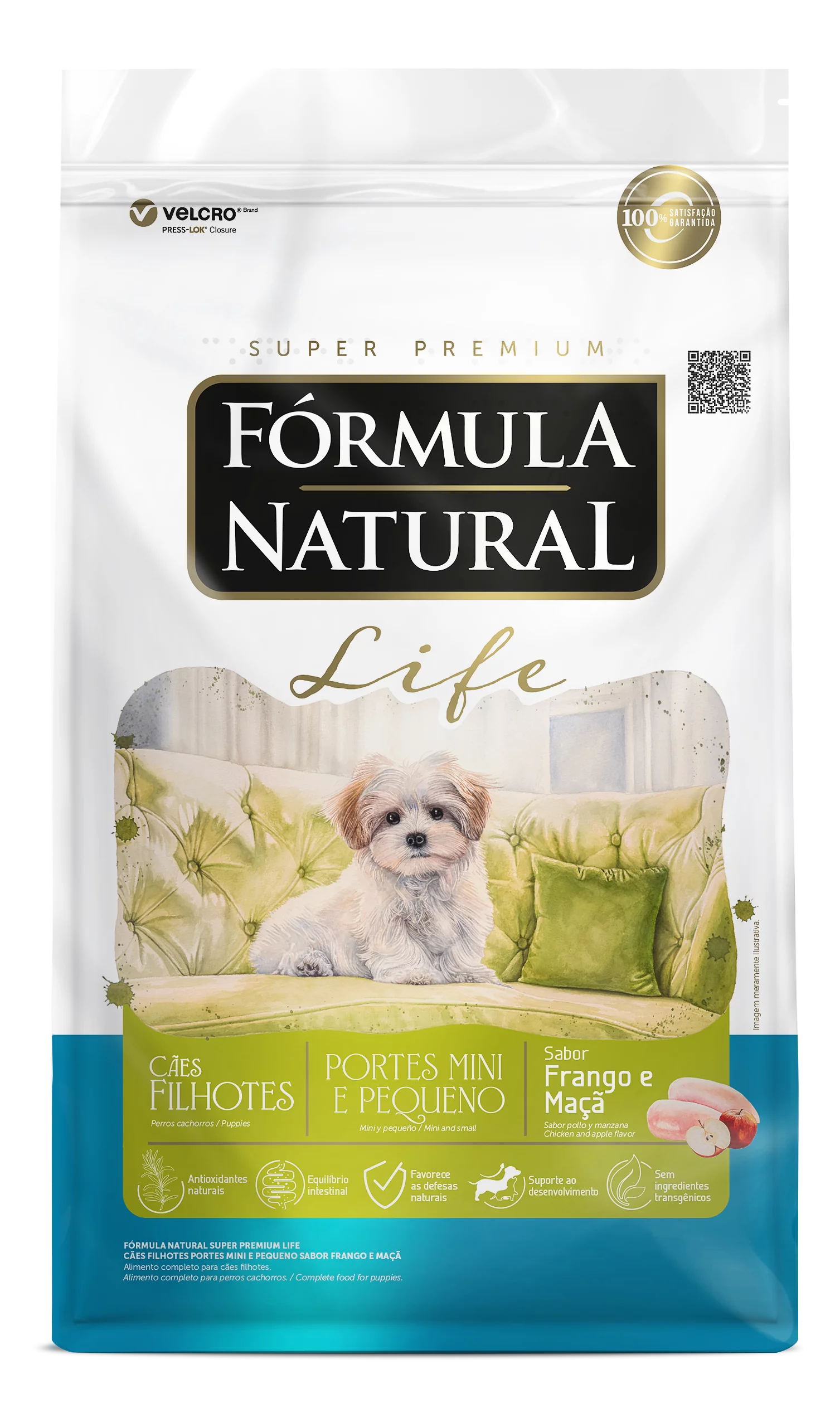 Fórmula Natural Super Premium Life Cães Filhotes Portes Mini e Pequeno Frango e Maçã